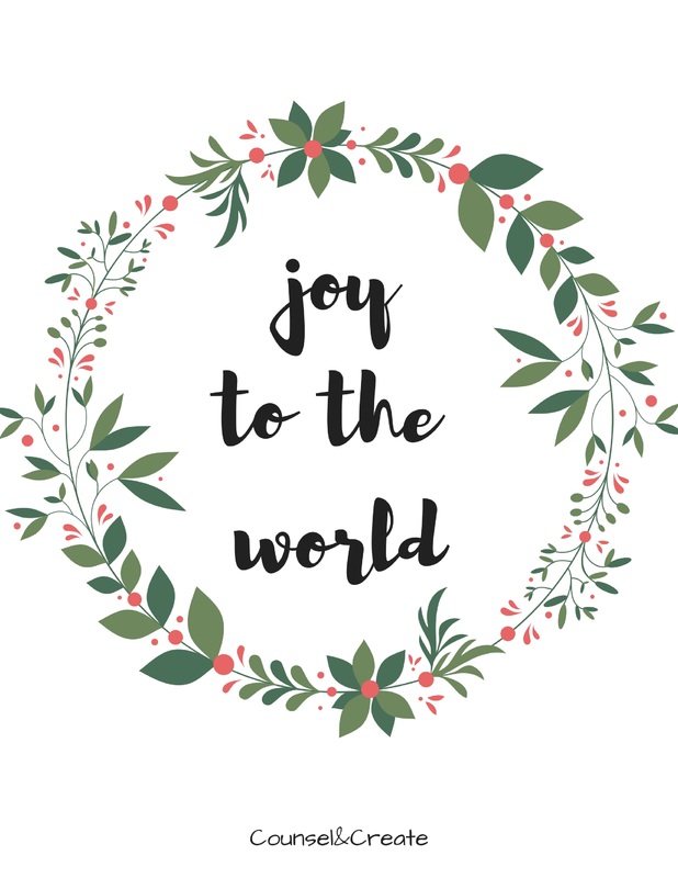 Holiday Printable-Joy to the World FREE Printable-Counsel&Create
