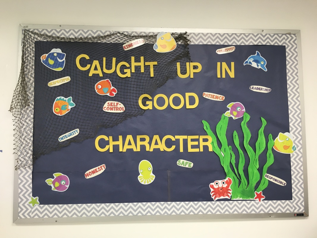 Caught Up In Good Character School Counseling Bulletin Board-Counsel&Create